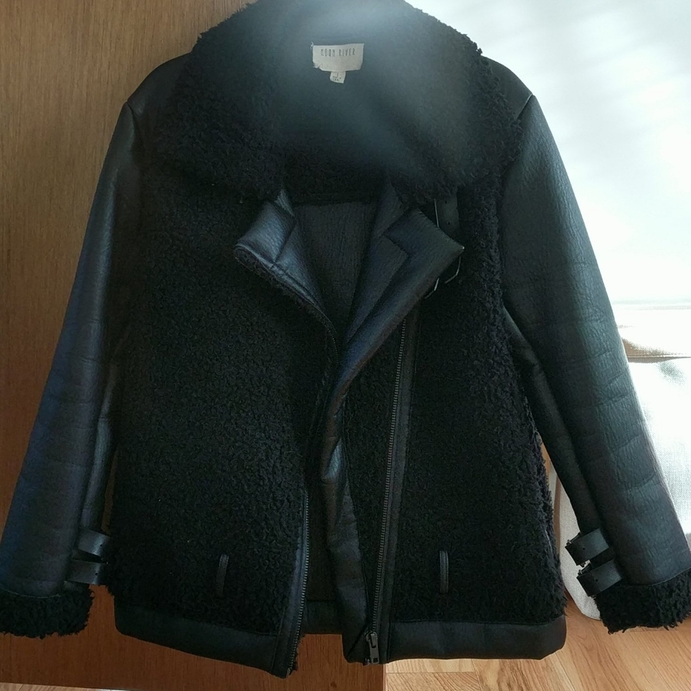 Faux Leather Sherpa Jacket